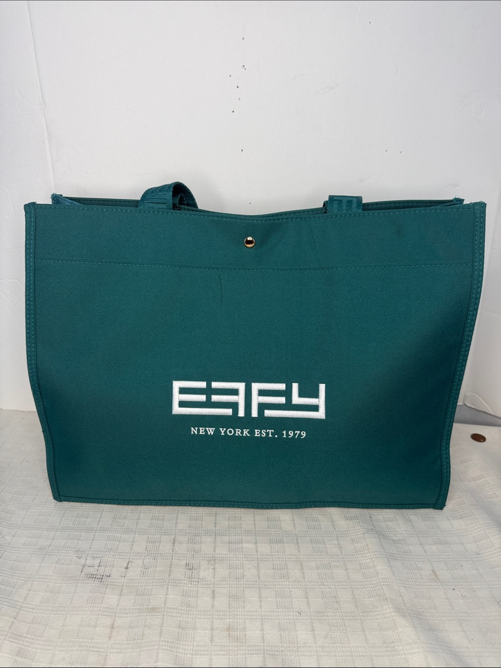 Jewelry Tote Bag NEW Embroidered Teal Canvas Lined Large